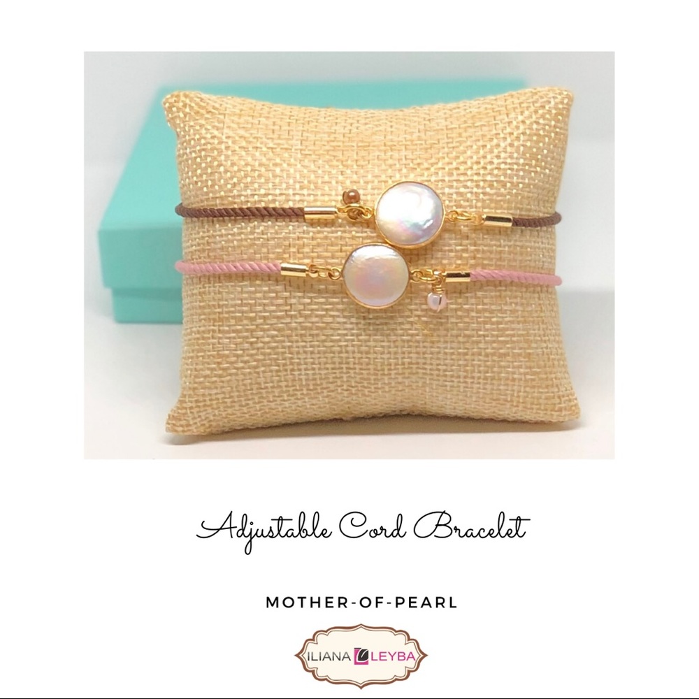 CLEARANCE Mother of Pearl Cord BLACK Bracelet - Picture 2 of 7